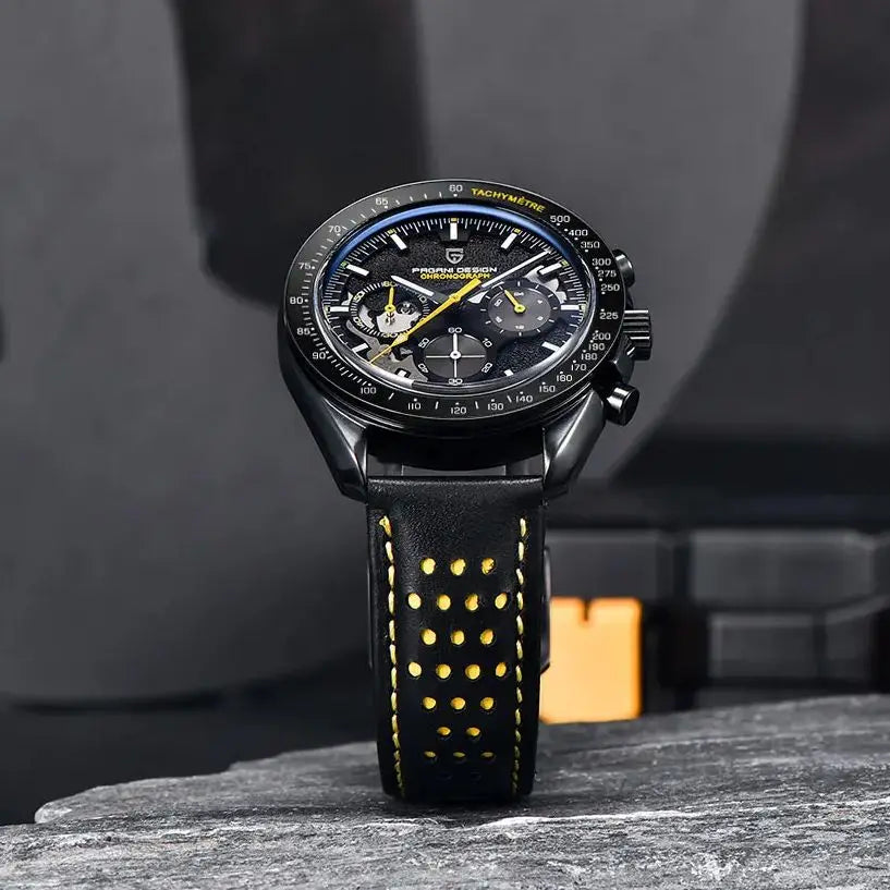 PAGANI DESIGN New 2024 Quartz Men's Watches Moon Top brand Luxury Watch Men Skeleton Sport Chronograph AR Sapphire Wrist Watch