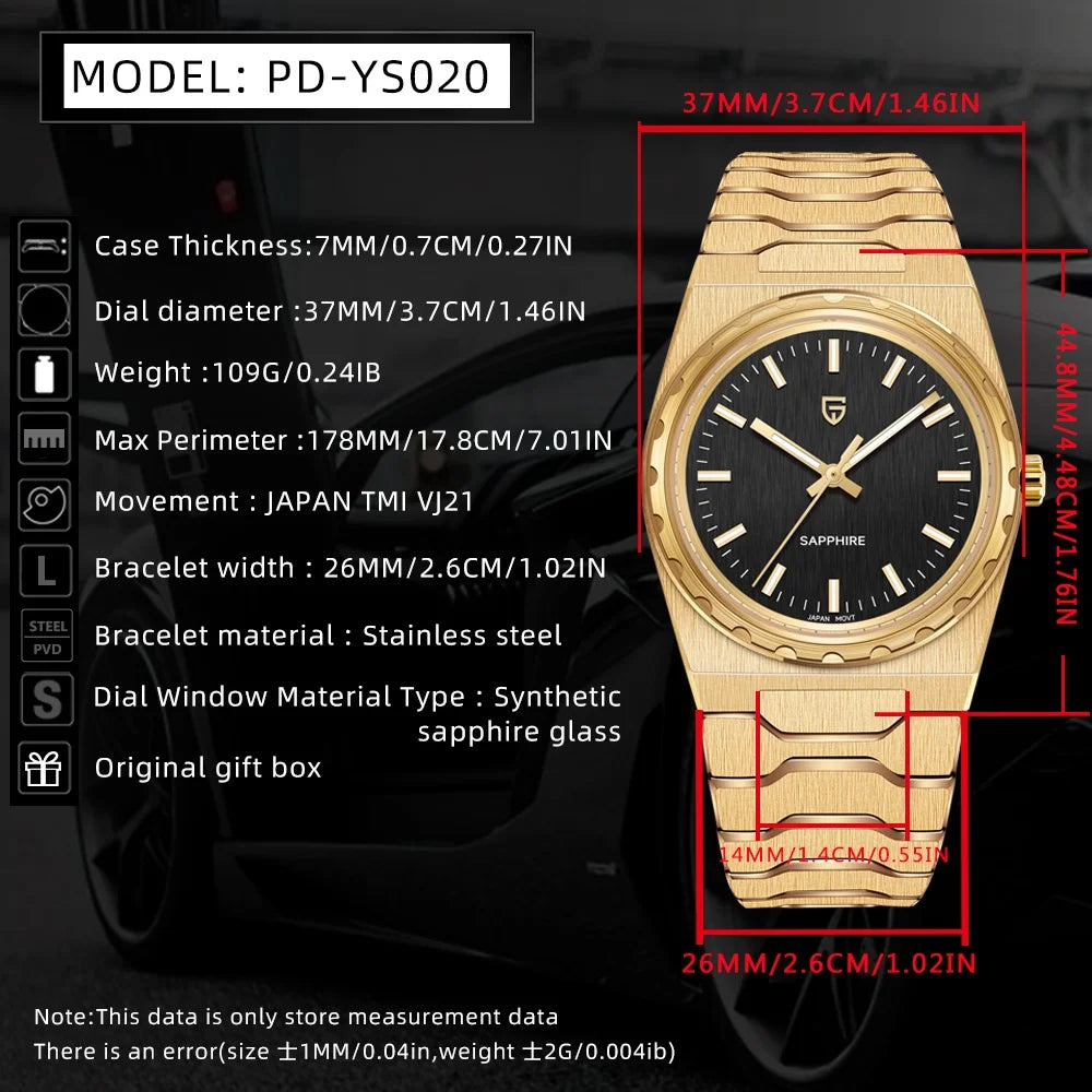 PAGANI DESIGN 2025 New Thin 7mm Fashion Men's Quartz Watch 10Bar Waterproof Stainless Steel Sapphire C3 Upgrade V2 reloj hombre