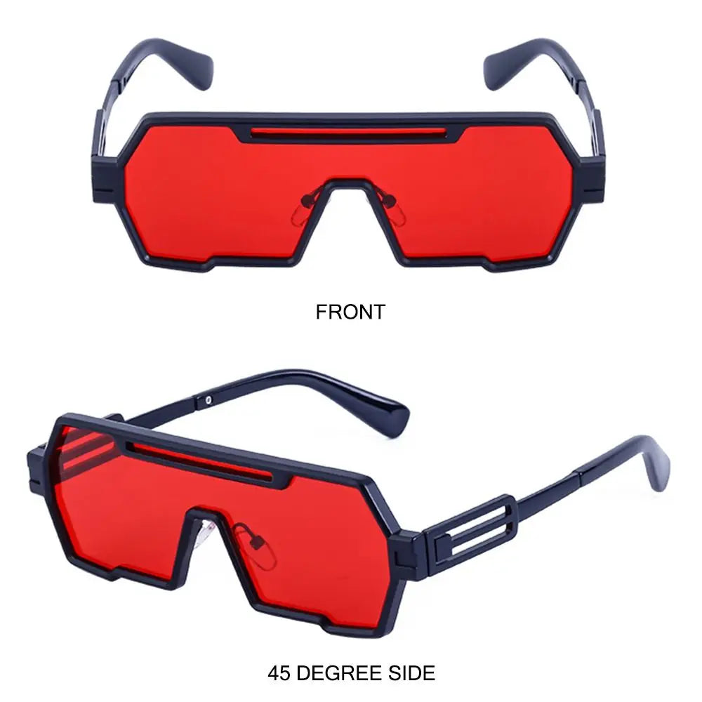 Metal Steampunk Sunglasses Trendy Punk UV400 Protection Shades Big Frame Irregular Square Sun Glasses for Men