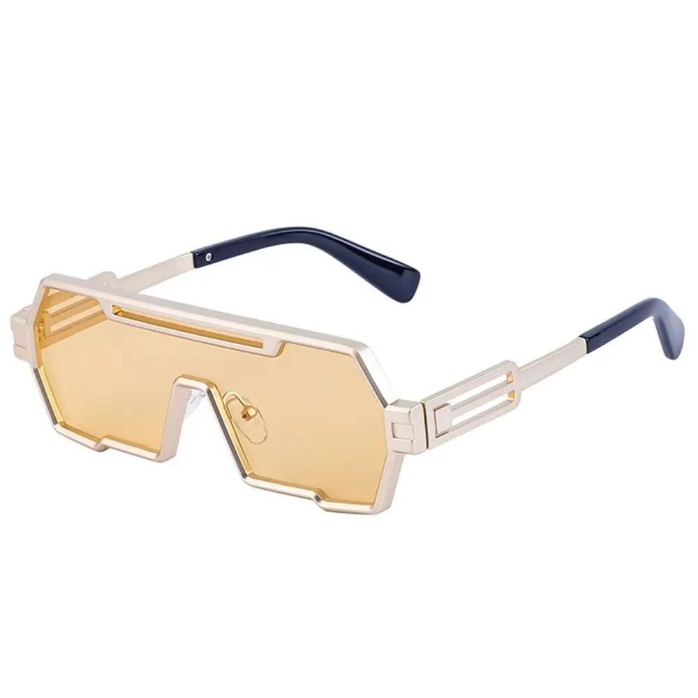 Metal Steampunk Sunglasses Trendy Punk UV400 Protection Shades Big Frame Irregular Square Sun Glasses for Men