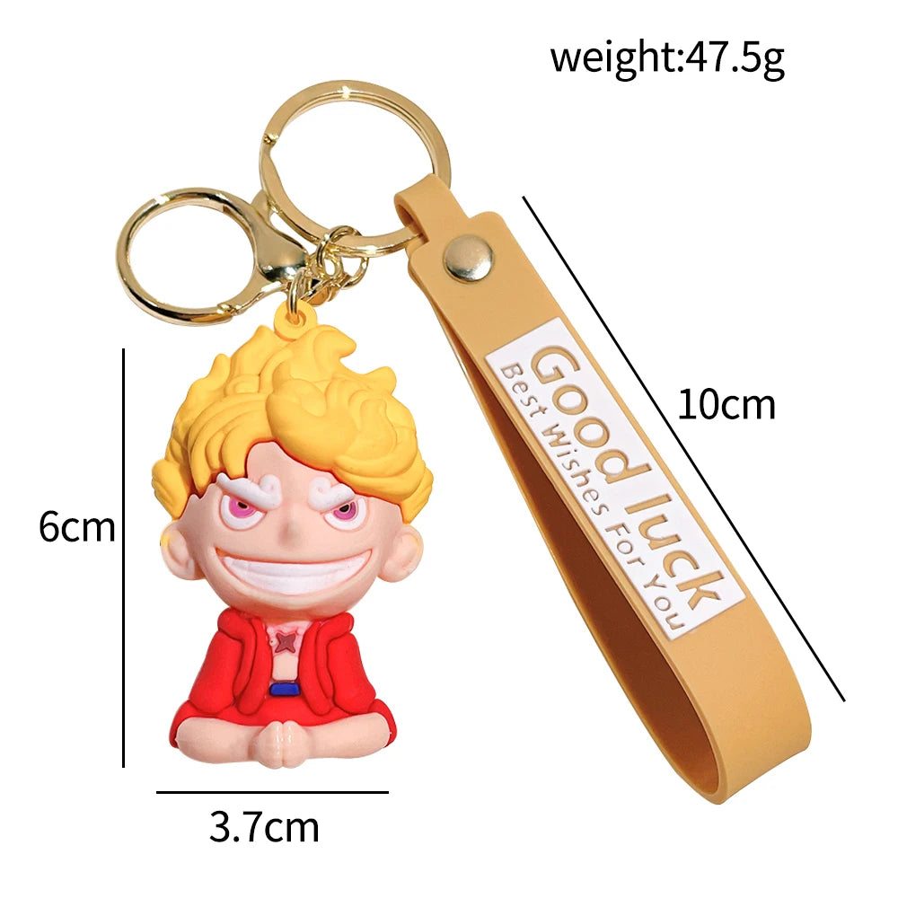 Anime One Piece Monkey D Luffy Keychain Nika Luffy Gear 5 Silicone Figure Pendant Keyring Holder Accessories Gifts for Friend