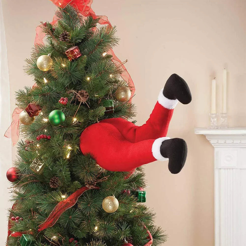 Christmas Santa/Elf Leg Plush Xmas Tree Decoration Props Santa Claus Green Artificial Leg Children's Toy Christmas Home Decor