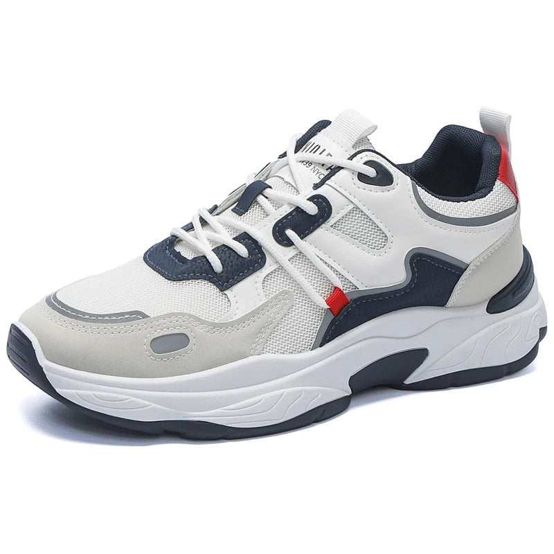 Men's fashion sports casual shoes breathable four seasons soft soled comfortable outdoor running shoes student lace up sneakers