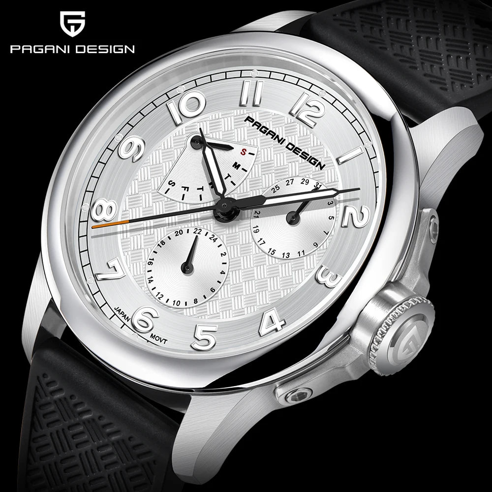 PAGANI DESIGN 2024 New Men's Quartz Watches VH88 Multifunction Stainless Steel Sapphire Business Sport Clock Watch for Men