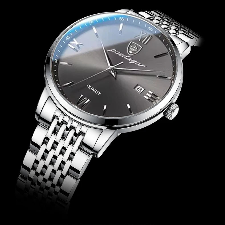 POEDAGAR Luxury Casual Men's Wristwatch Waterproof Date Man Watch High Quality  Stainless Steel Sports Quartz Men Watches Reloj