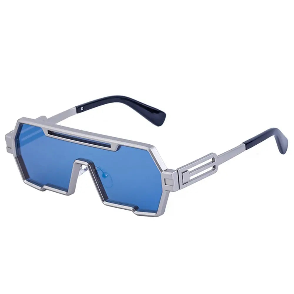 Metal Steampunk Sunglasses Trendy Punk UV400 Protection Shades Big Frame Irregular Square Sun Glasses for Men
