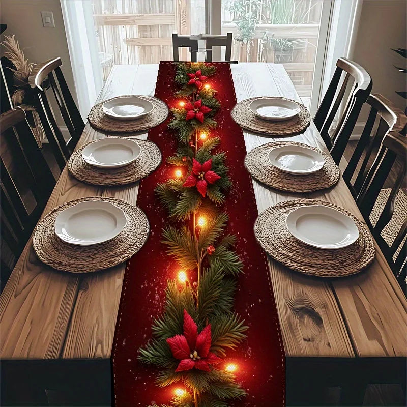 Christmas Fireplace Mantel Scarf Table Runner Xmas Party Decor Kid Favors 2025 Xmas Living Room Navidad Natal New Year Gift 2026