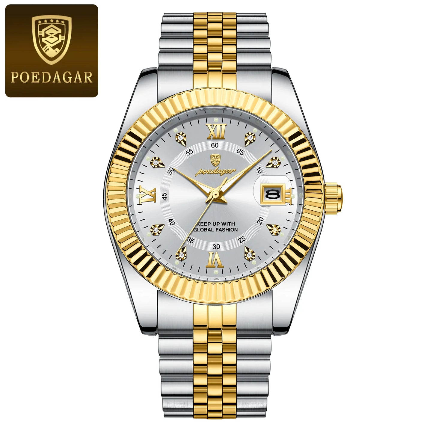 POEDAGAR Luxury Man Quartz Wristwatch Waterproof Luminous Date Stainless Steel Watch For Men Military Sports Men's Watches Reloj