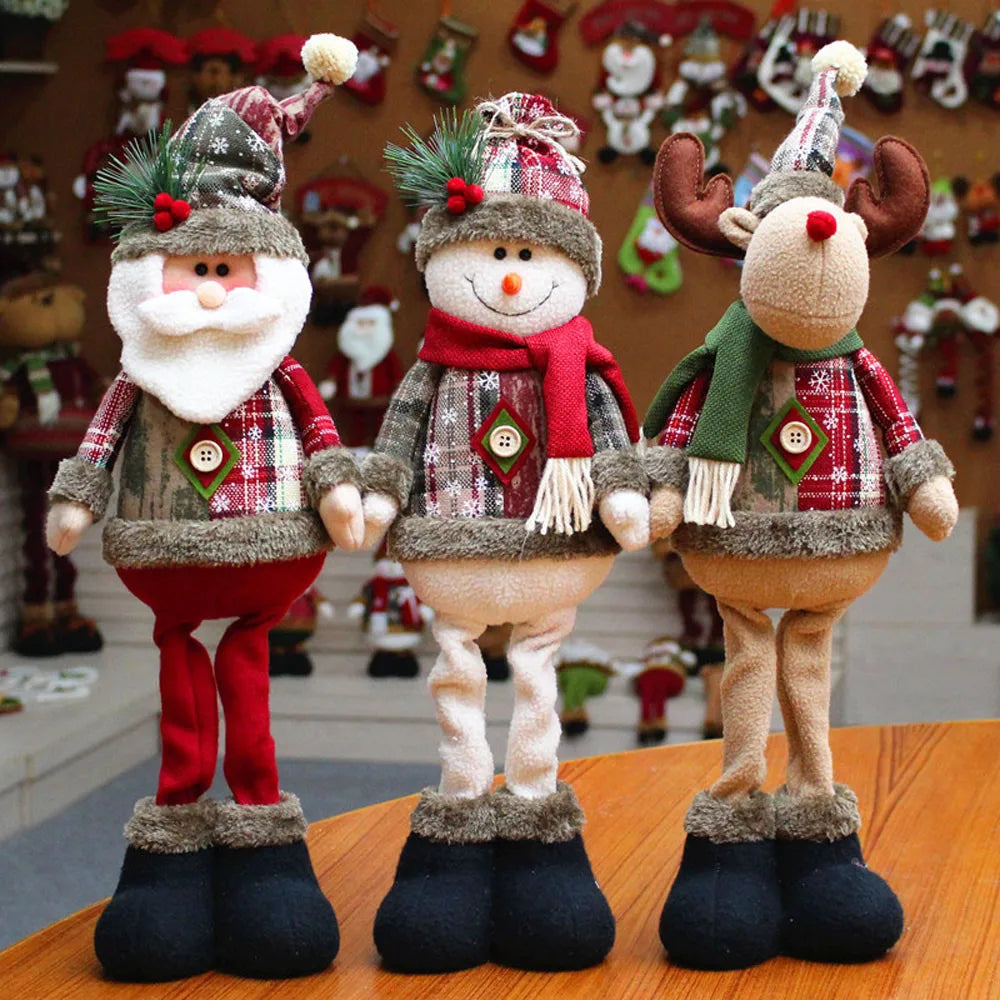 Christmas Santa Snowman-Reindeer Christmas Decoration Leg Table Mantel Decoration Plush Dolls Christmas Gifts For Kid Home Decor