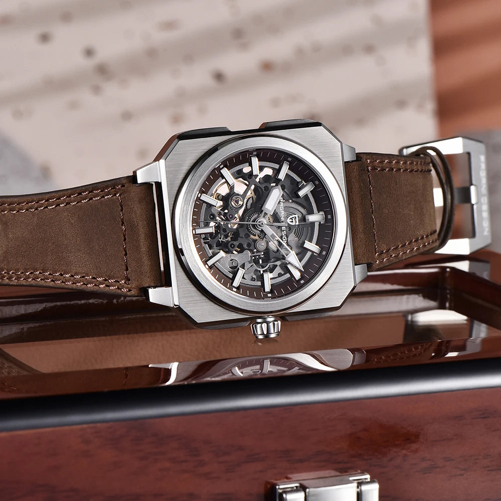 Pagani Design 2024 new 38mm block flywheel luminous hollow dial 50m waterproof casual men's mechanical automatic watch