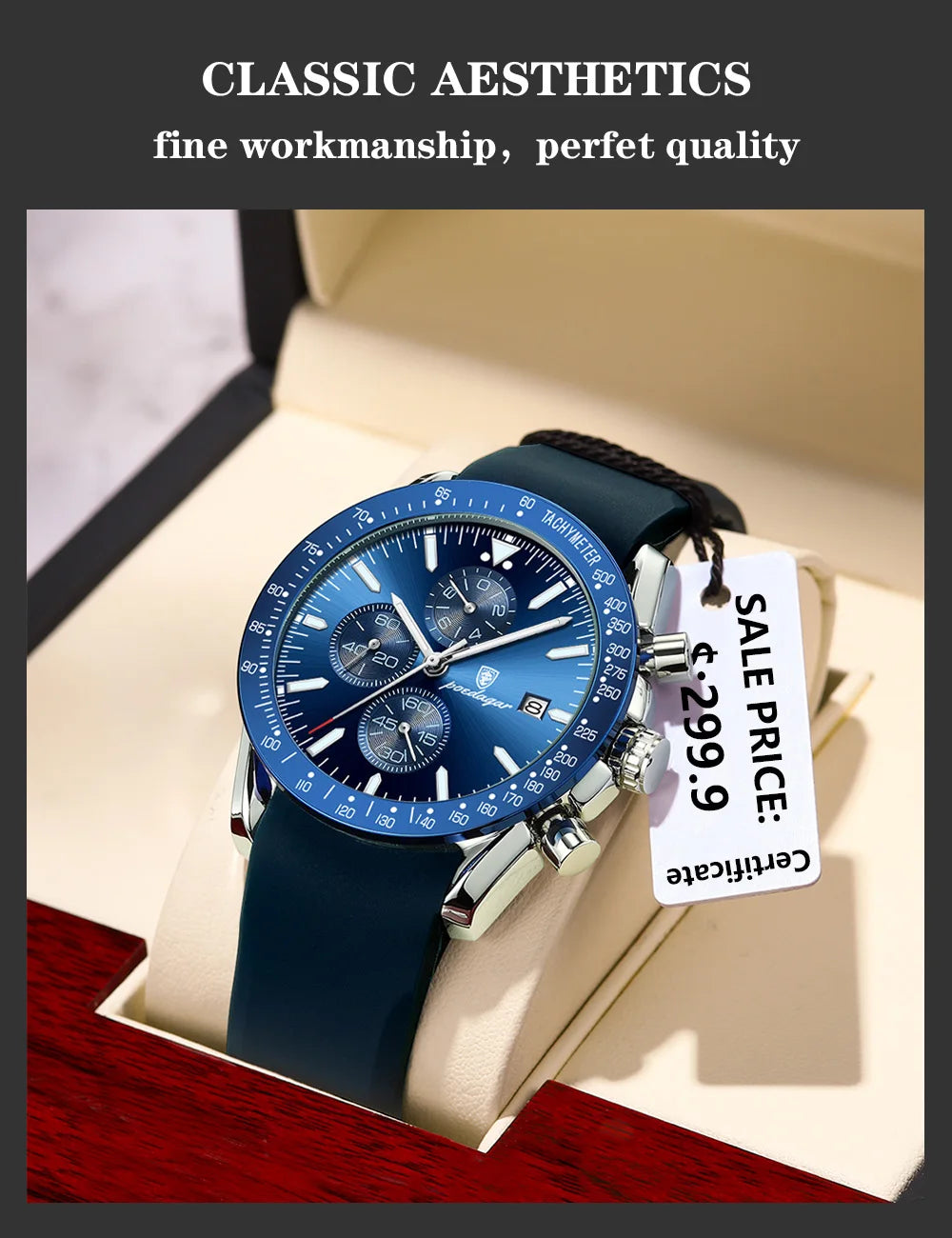 POEDAGAR Top Brand Men Watch Waterproof Luminous Date Chronograph Men's Quartz Wristwatch High Quality Sport Leather Man Watches