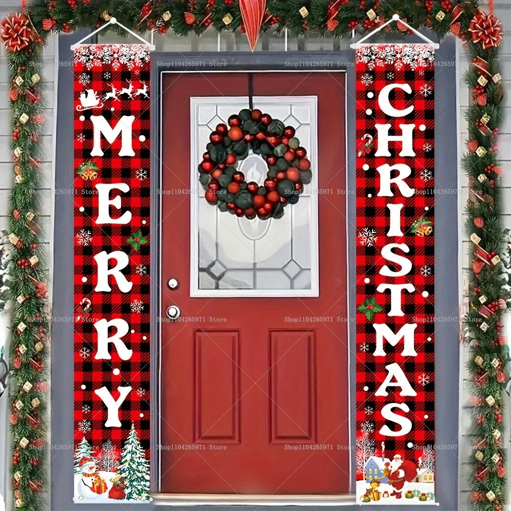 Christmas Door Banner Door Couplet Merry Christmas Decoration For Home 2025 Navidad Kerst Natal Noel Xmas Decor New Year 2026