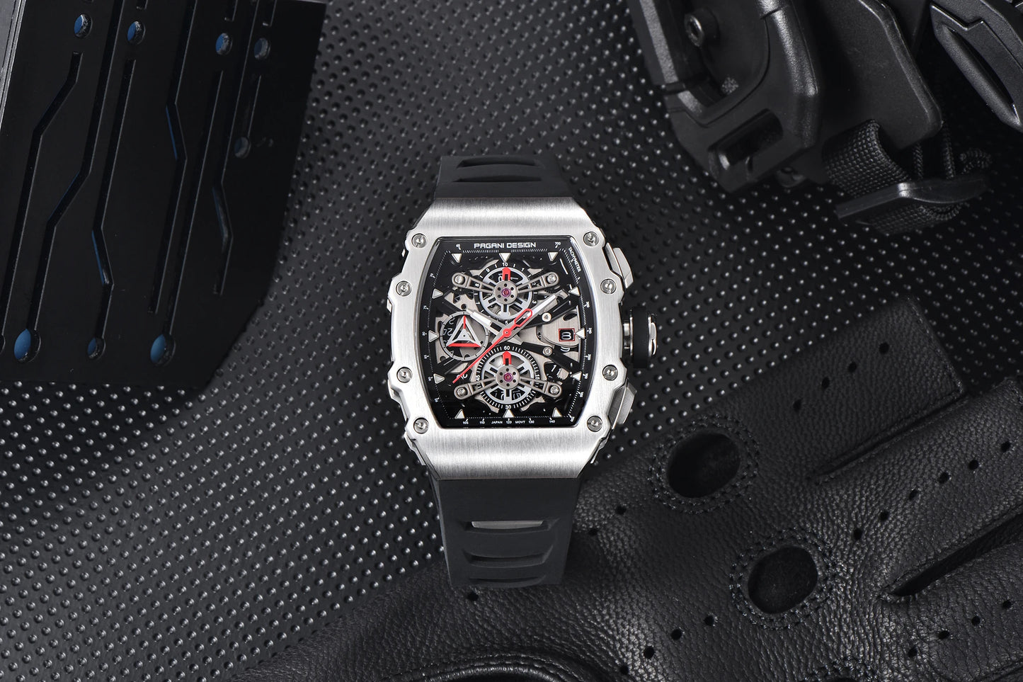 PAGANI DESIGN 2025 Barrel Shaped Hollow Classic Men Quartz Watches Multiple Time Zone Sapphire Glass Waterproof Chronograph Gift