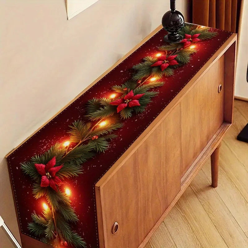 Christmas Fireplace Mantel Scarf Table Runner Xmas Party Decor Kid Favors 2025 Xmas Living Room Navidad Natal New Year Gift 2026