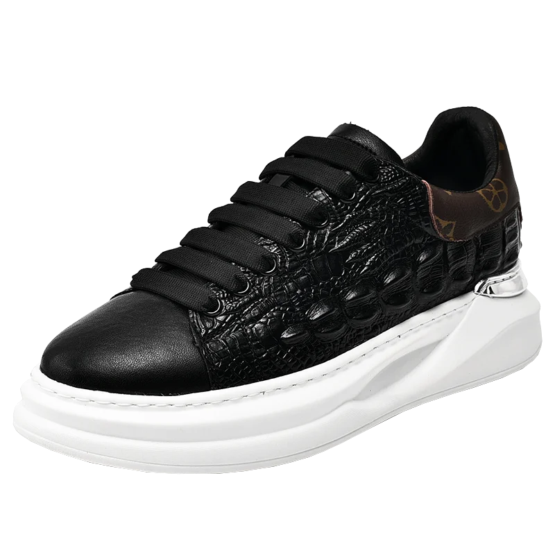 Men's Sneakers Genuine Leather Breathable Casual Shoes Light Anti Slip Walking Loafers Academy Style Board Shoes Tenis Masculino