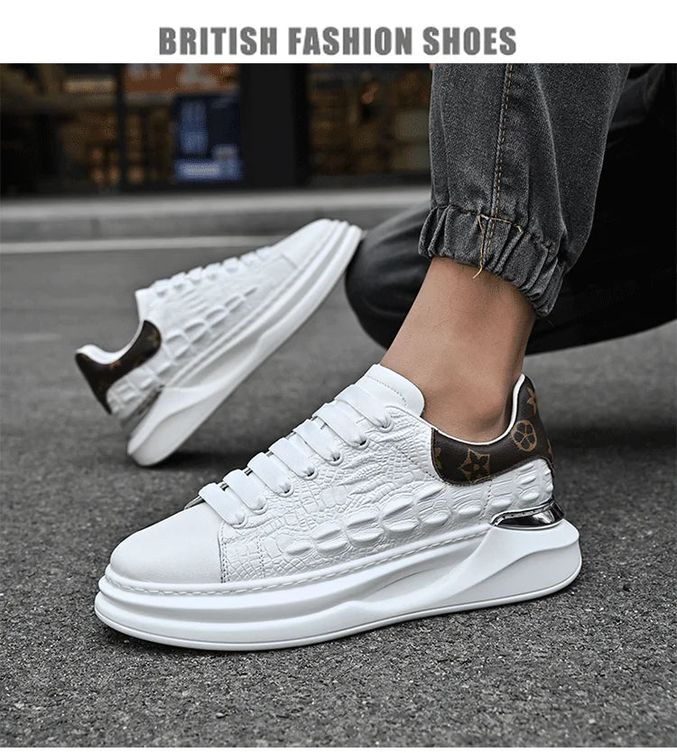 Men's Sneakers Genuine Leather Breathable Casual Shoes Light Anti Slip Walking Loafers Academy Style Board Shoes Tenis Masculino