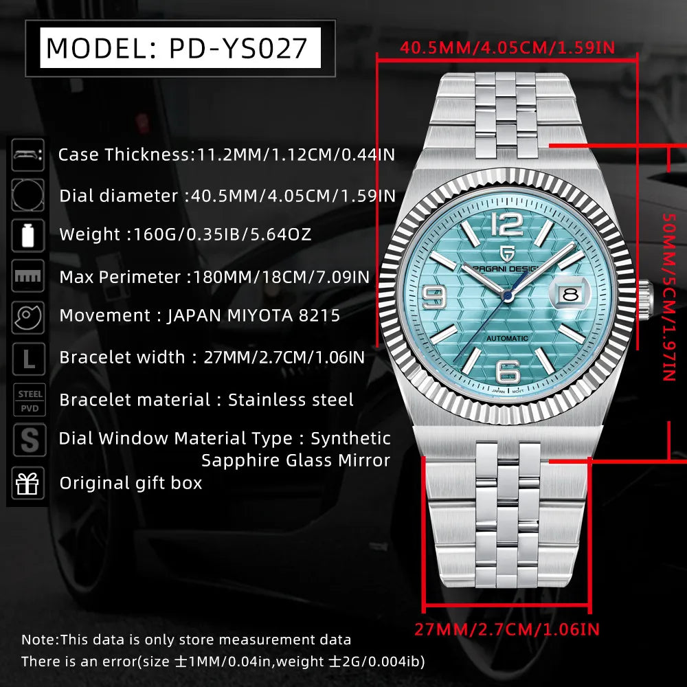 PAGANI DESIGN 3D Rhombus Dial Watches Luxury Automatic Watch Men Stainless steel Mechanical Wristwatch For Gift Box 2025 New