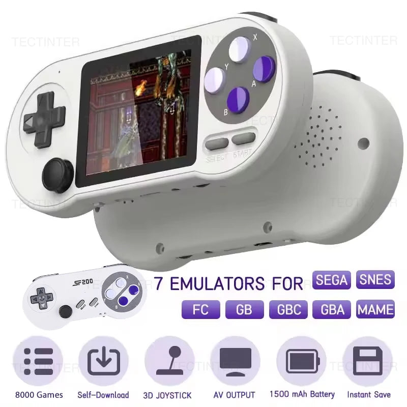 SF2000 3 inch IPS Screen Handheld Game Player Portable Video Game Console Built-in 8000+ Games Retro TV Game Player AV Output