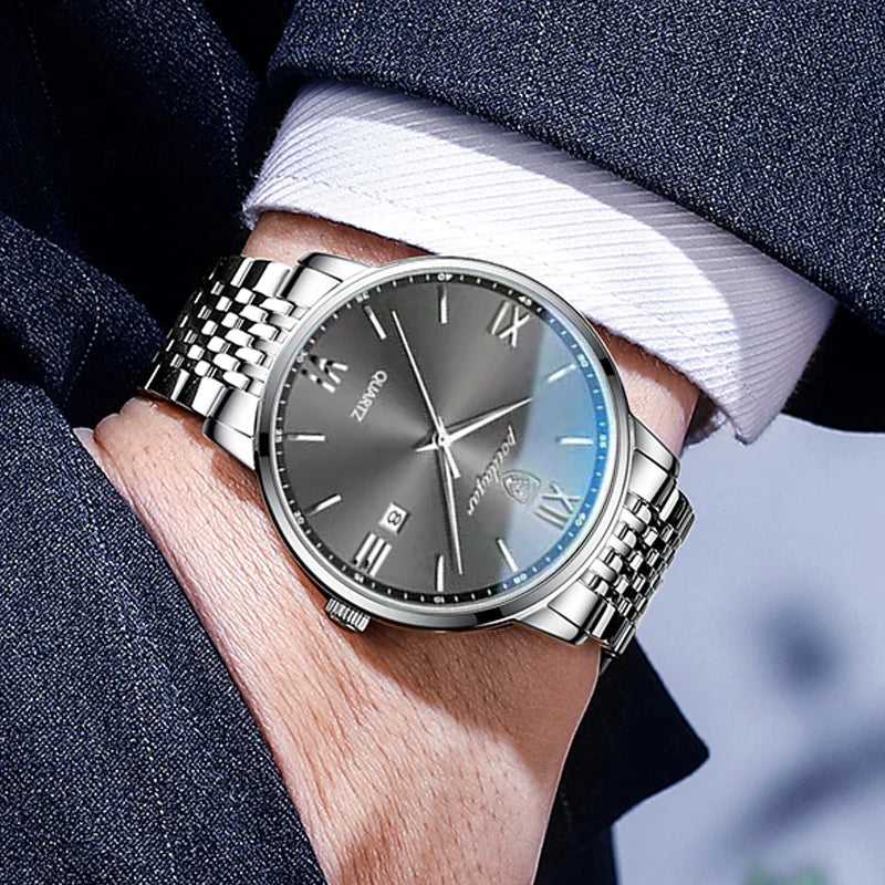 POEDAGAR Luxury Casual Men's Wristwatch Waterproof Date Man Watch High Quality  Stainless Steel Sports Quartz Men Watches Reloj