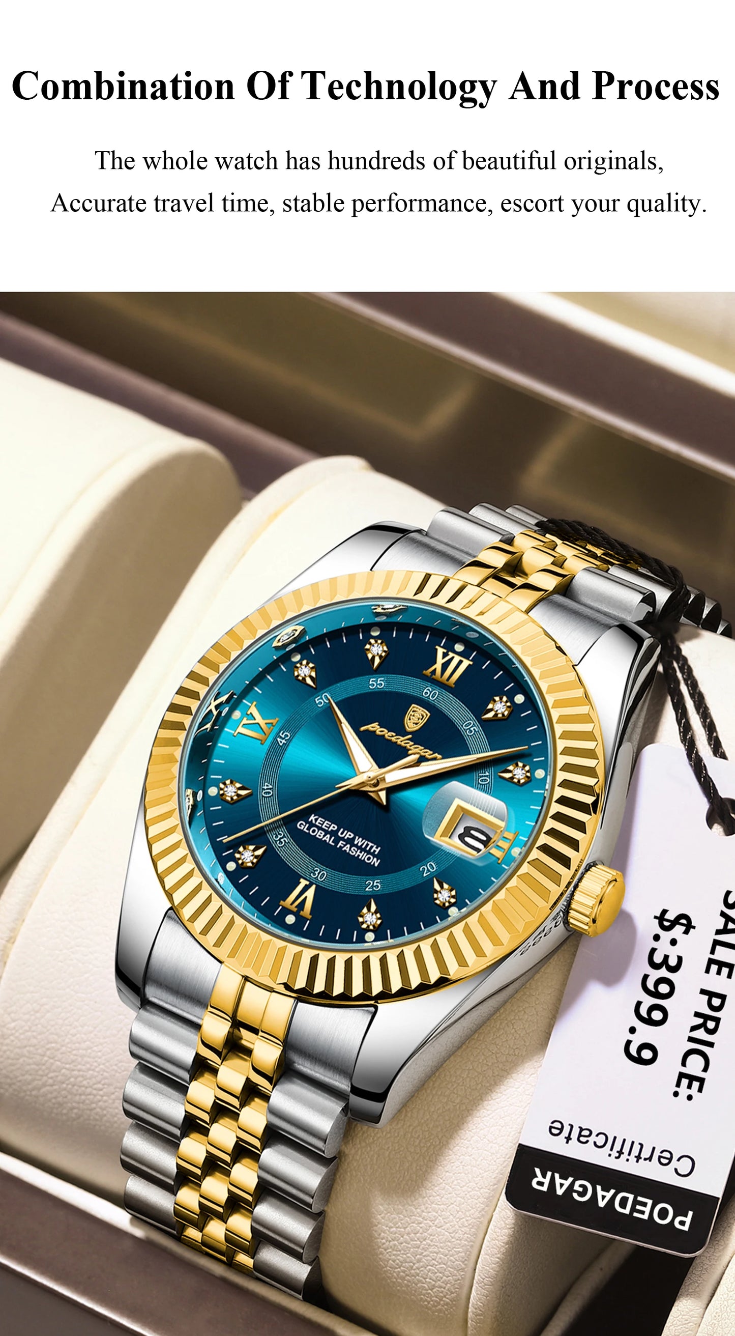 POEDAGAR Luxury Man Quartz Wristwatch Waterproof Luminous Date Stainless Steel Watch For Men Military Sports Men's Watches Reloj