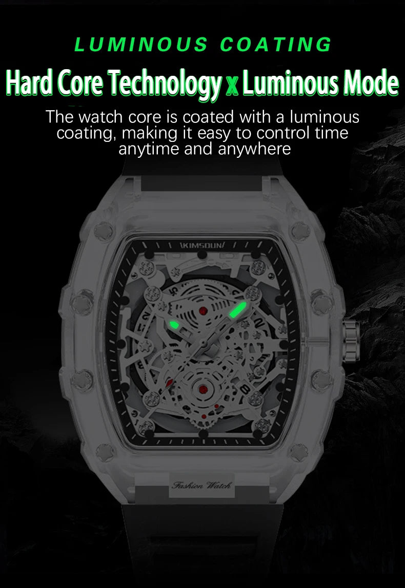 UTHAI BK134 Fashionable Men watch barrel shaped transparent waterproof quartz watch sports clock gift watches for man