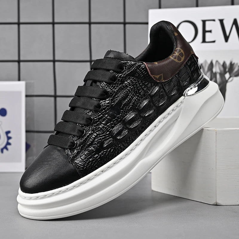 Men's Sneakers Genuine Leather Breathable Casual Shoes Light Anti Slip Walking Loafers Academy Style Board Shoes Tenis Masculino