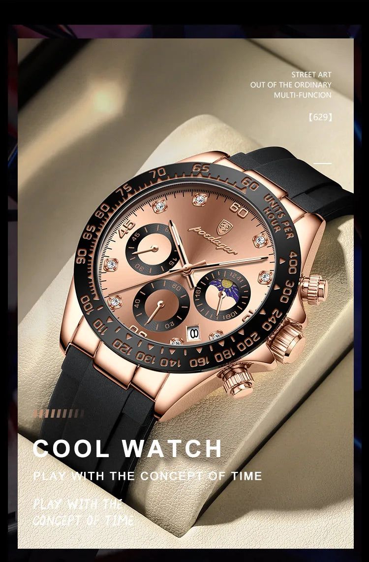 POEDAGAR High Quality Luxury Men Wristwatch Waterproof Luminous Chronograph Date Men's Quartz Watch Outdoor Fashion Man Watches