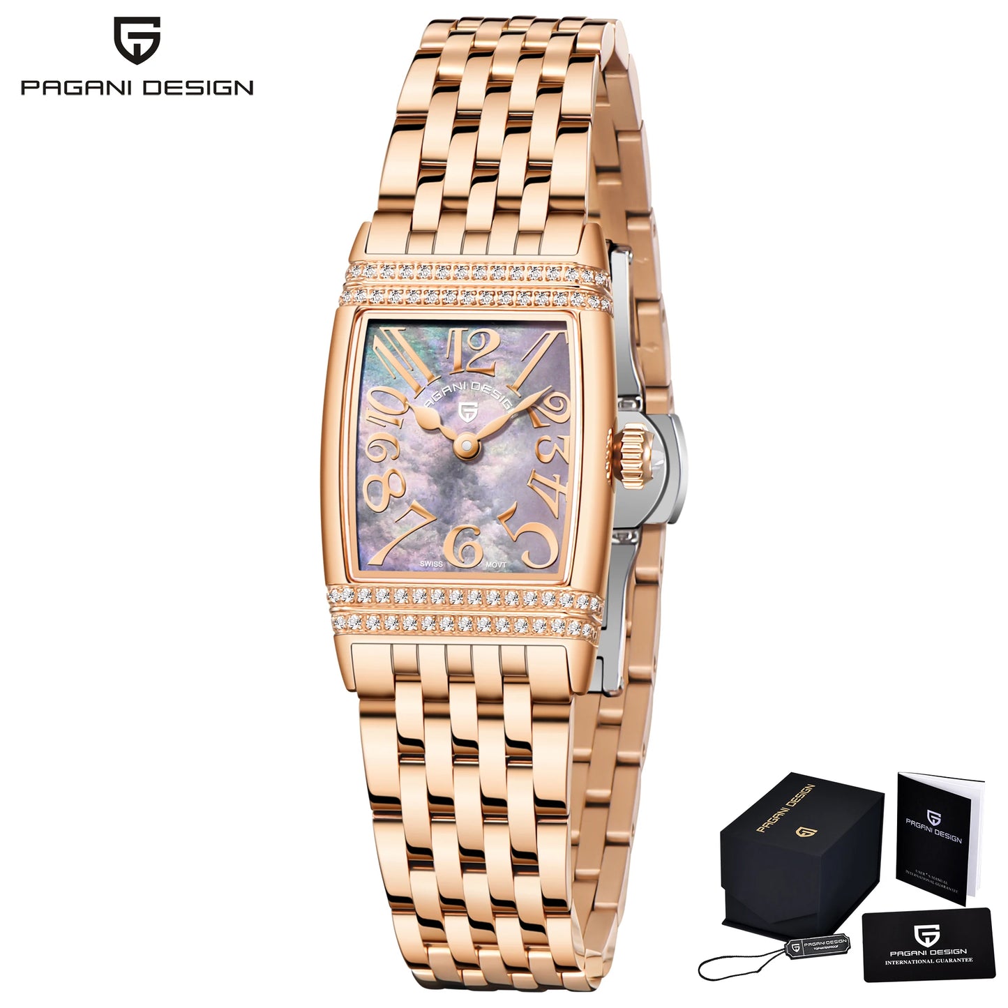 PAGANI DESIGN Women's Quartz Watch Luxury Fashion Sapphire Stainless Steel Waterproof Clock Bracelet Relogio Feminino PD1737