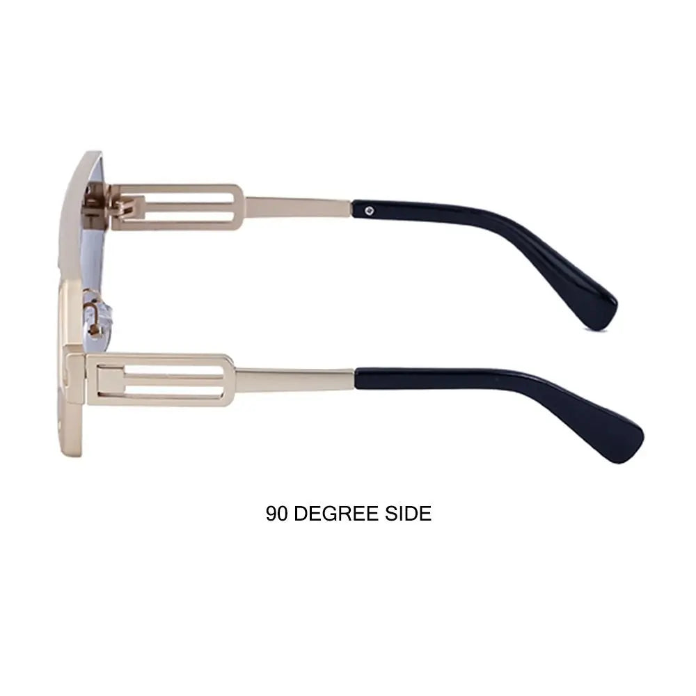 Metal Steampunk Sunglasses Trendy Punk UV400 Protection Shades Big Frame Irregular Square Sun Glasses for Men