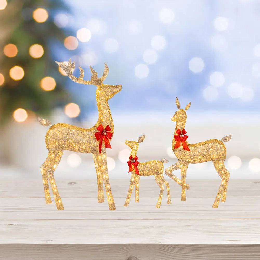 Christmas Deer Decoration with Light Lighted Cute Reindeer Xmas Decor Elk Luminous Sculptures for Yard Patio Lawn Garden Party