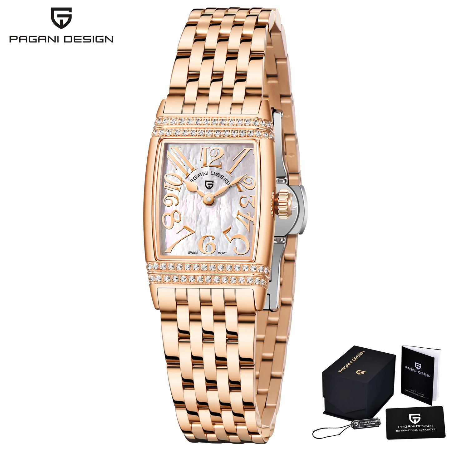 PAGANI DESIGN Women's Quartz Watch Luxury Fashion Sapphire Stainless Steel Waterproof Clock Bracelet Relogio Feminino PD1737