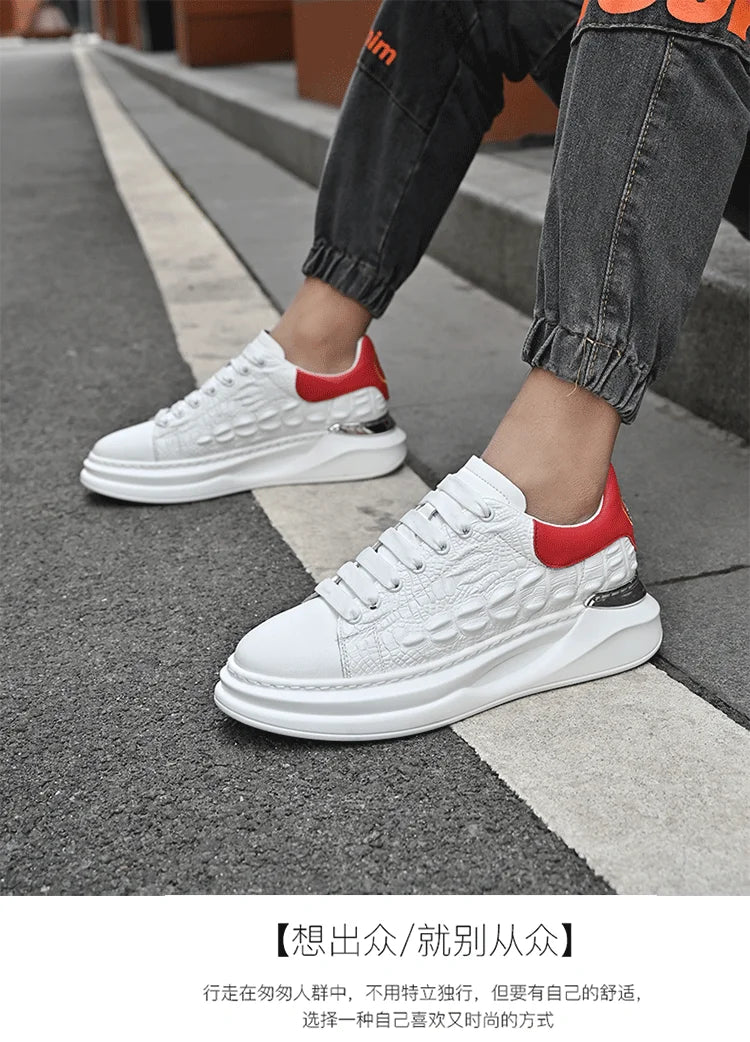 Men's Sneakers Genuine Leather Breathable Casual Shoes Light Anti Slip Walking Loafers Academy Style Board Shoes Tenis Masculino