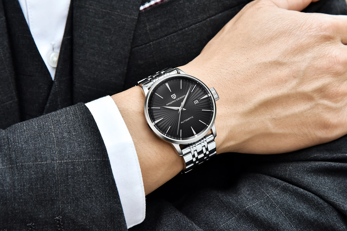 PAGANI DESIGN watch men's luxury retro mechanical watch men's watch gift box leather stainless steel waterproof case men's watch