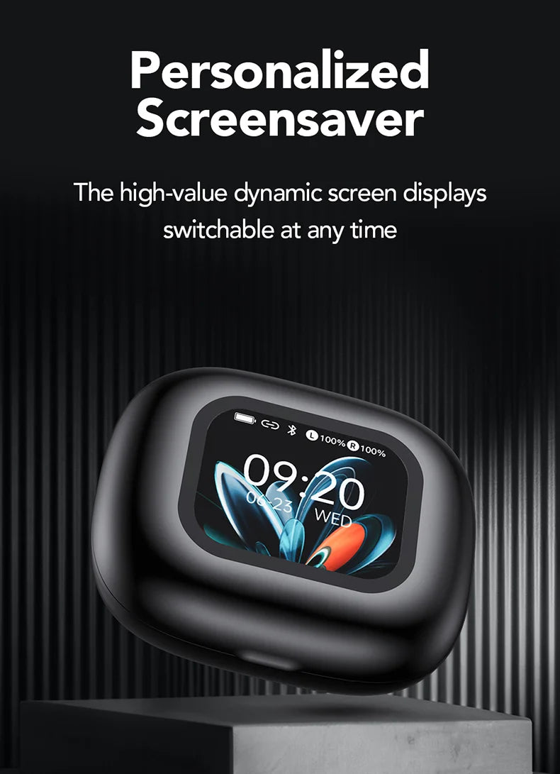 【HTC NE27】 Bluetooth Earphones AI OWS Sports Headphones LCD Screen Wireless Headphones Glowing Earhook Translator Earbuds