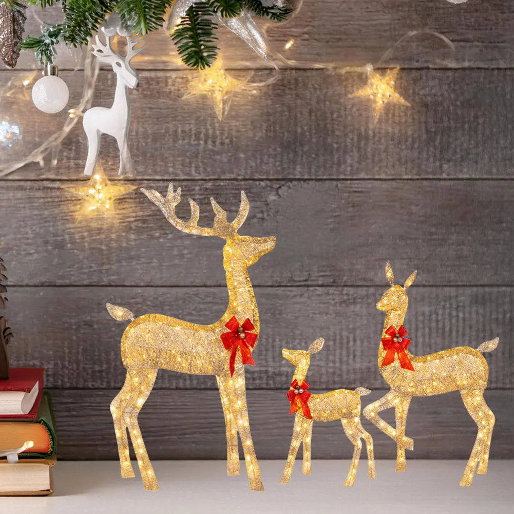 Christmas Deer Decoration with Light Lighted Cute Reindeer Xmas Decor Elk Luminous Sculptures for Yard Patio Lawn Garden Party