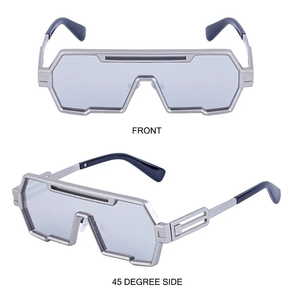 Metal Steampunk Sunglasses Trendy Punk UV400 Protection Shades Big Frame Irregular Square Sun Glasses for Men