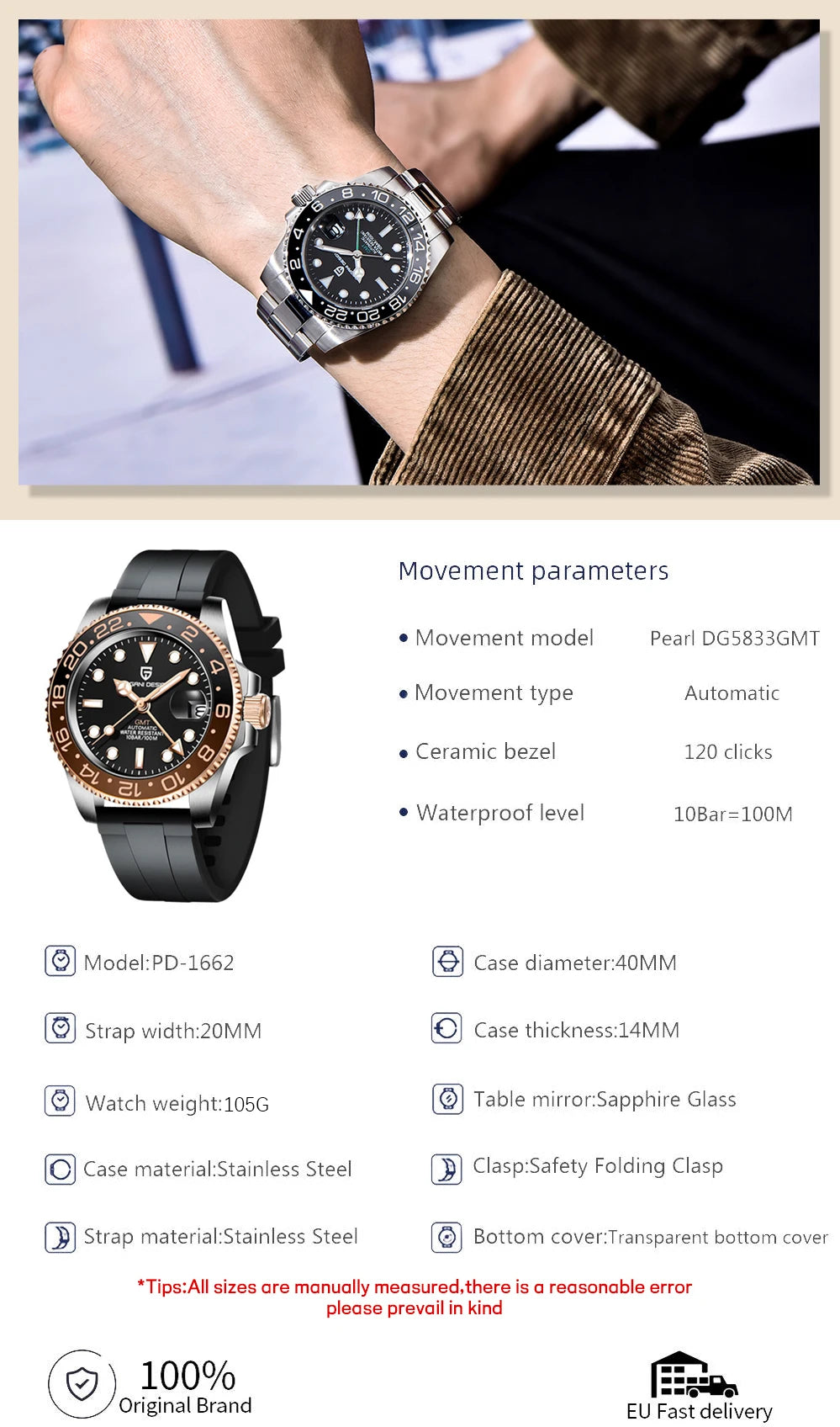 PAGANI DESIGN Men Watch Original Automatic Mechanical Watch For Man Scale Waterproof Luminous StainlessSteel watch Reloj PD-1662