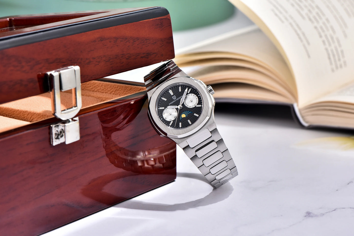 PAGANI DESIGN 2025 New Luxury Quartz Watches For Men Multifunctional Chronograph Moon phase Automatic Date Week Wristwatch Women