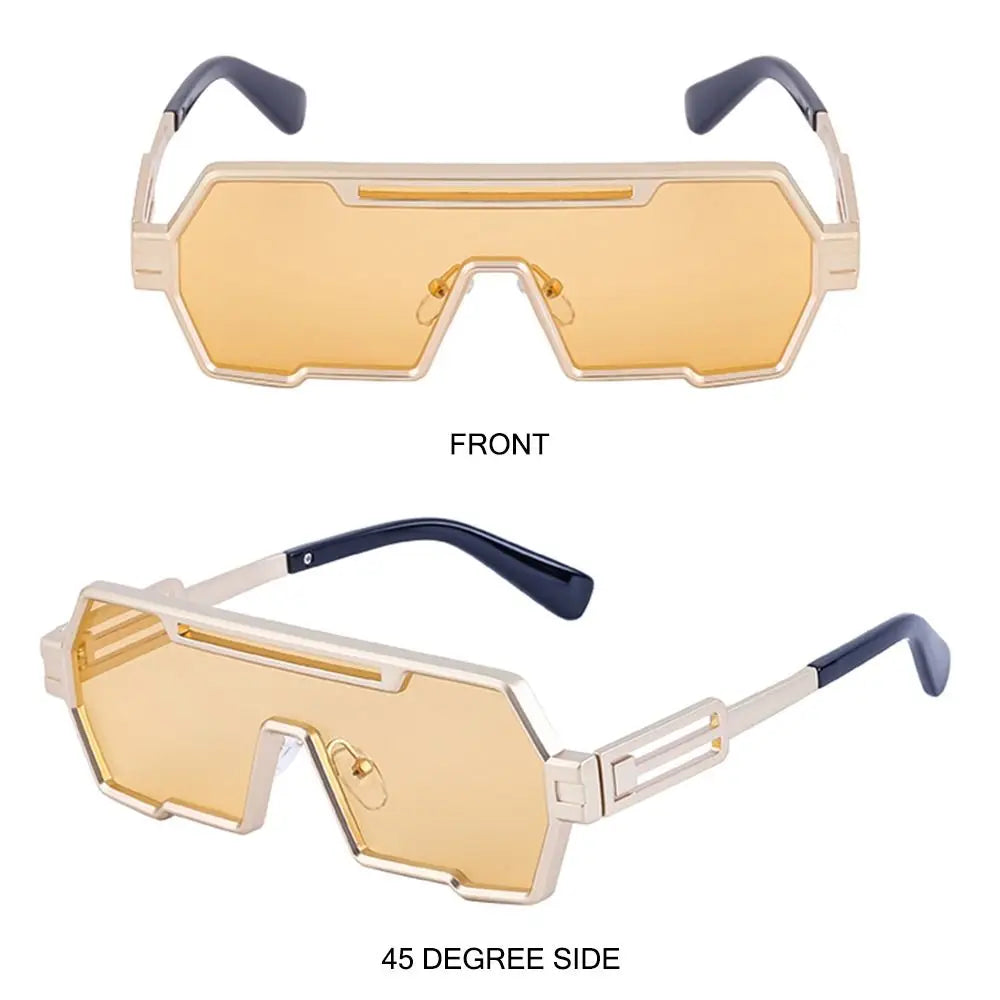 Metal Steampunk Sunglasses Trendy Punk UV400 Protection Shades Big Frame Irregular Square Sun Glasses for Men
