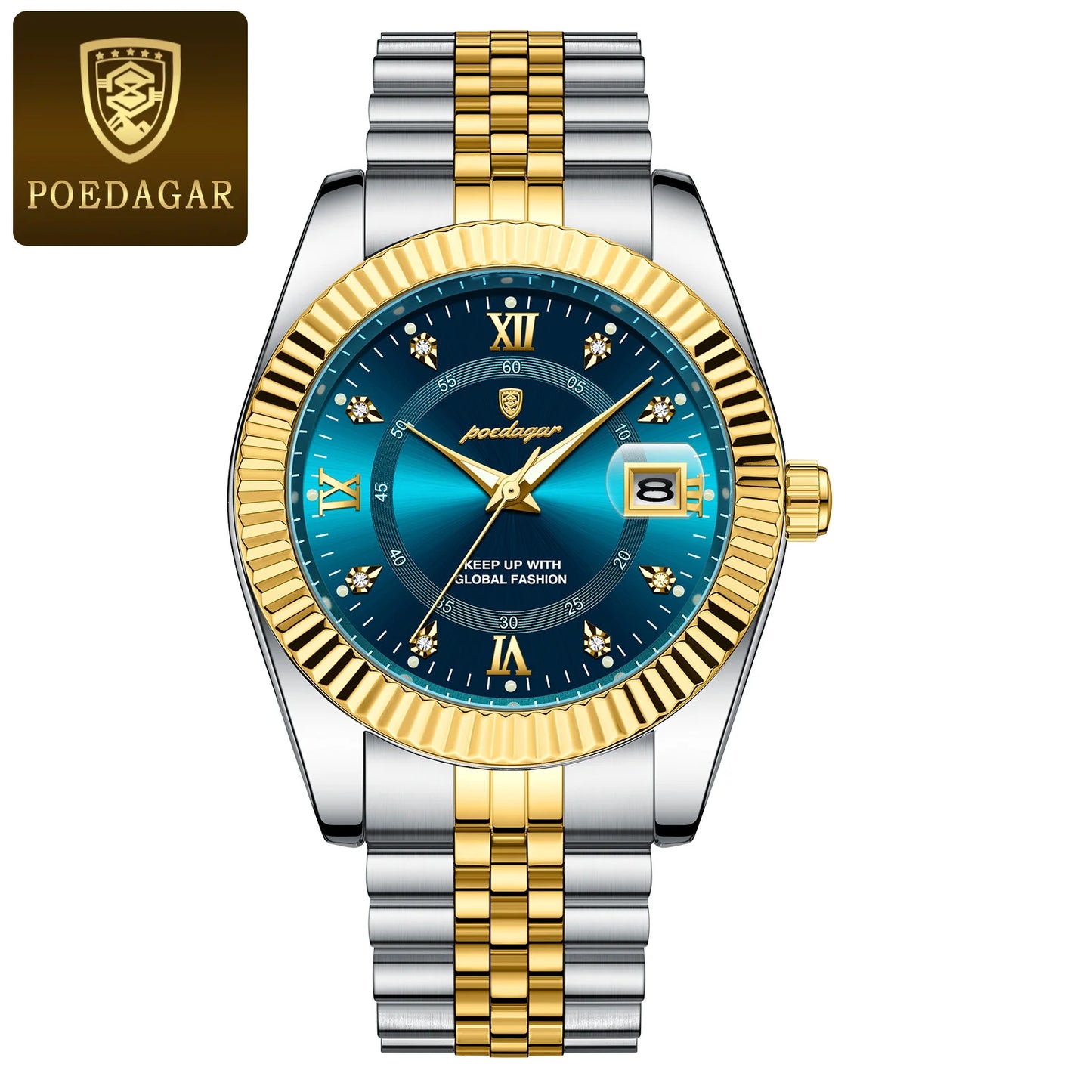 POEDAGAR Luxury Man Quartz Wristwatch Waterproof Luminous Date Stainless Steel Watch For Men Military Sports Men's Watches Reloj