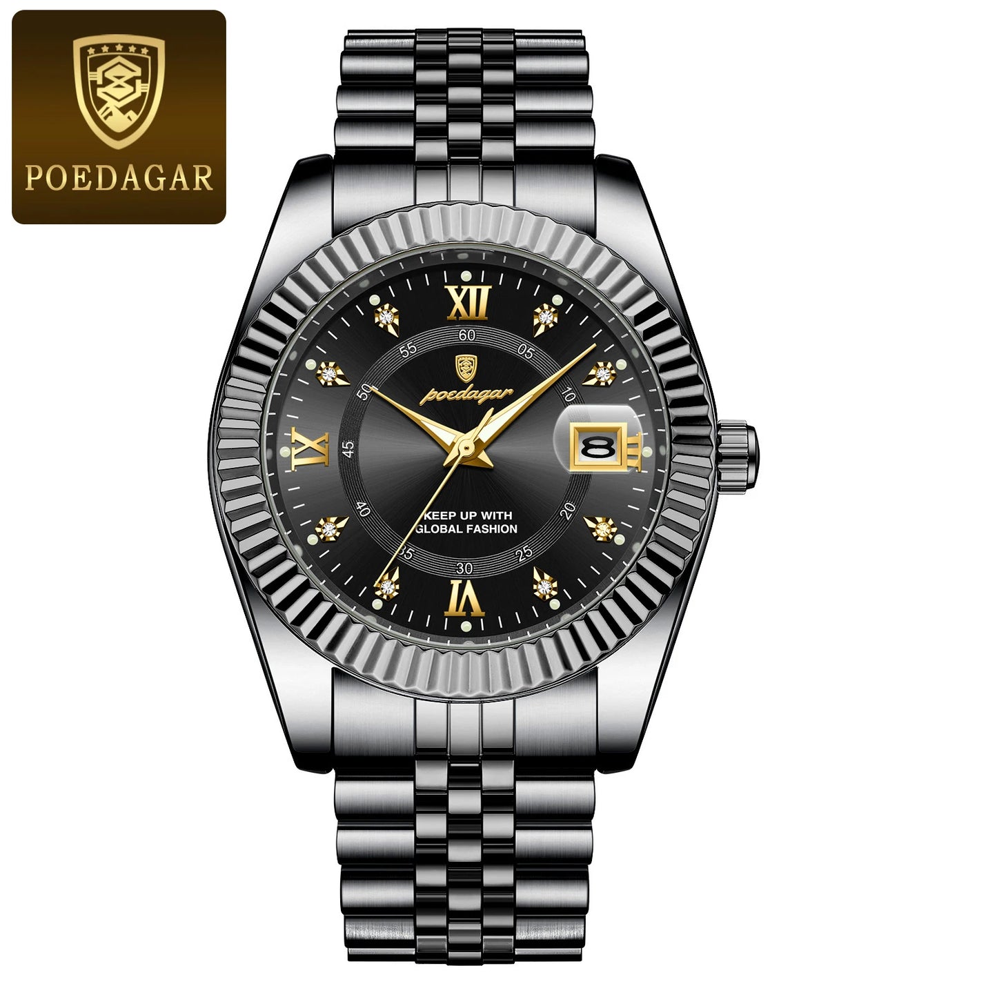 POEDAGAR Luxury Man Quartz Wristwatch Waterproof Luminous Date Stainless Steel Watch For Men Military Sports Men's Watches Reloj