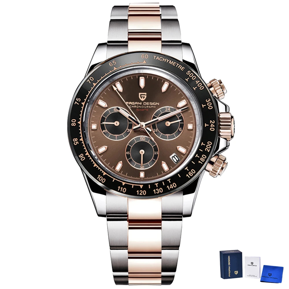 PAGANI DESIGN 2025 New Gold 1644 Men's Watches Top Brand Luxury Mens Quartz Wrist Watch Men Watch Men Sport Chronograph+Gift Box