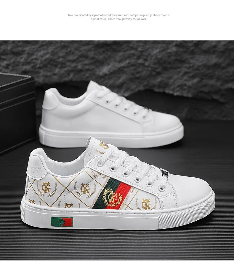 Sneakers Casual Men Designer Punk Golden Board Shoes Fashion Microfiber Leather Upper Height Increased Flat Platform Sport Shoes