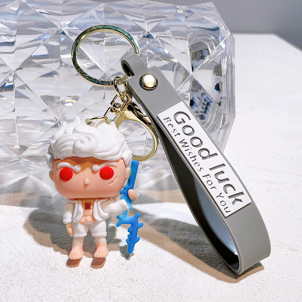 Anime One Piece Monkey D Luffy Keychain Nika Luffy Gear 5 Silicone Figure Pendant Keyring Holder Accessories Gifts for Friend