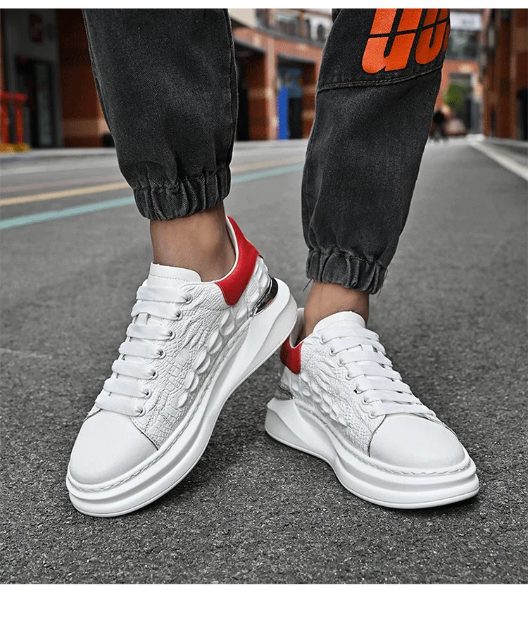 Men's Sneakers Genuine Leather Breathable Casual Shoes Light Anti Slip Walking Loafers Academy Style Board Shoes Tenis Masculino