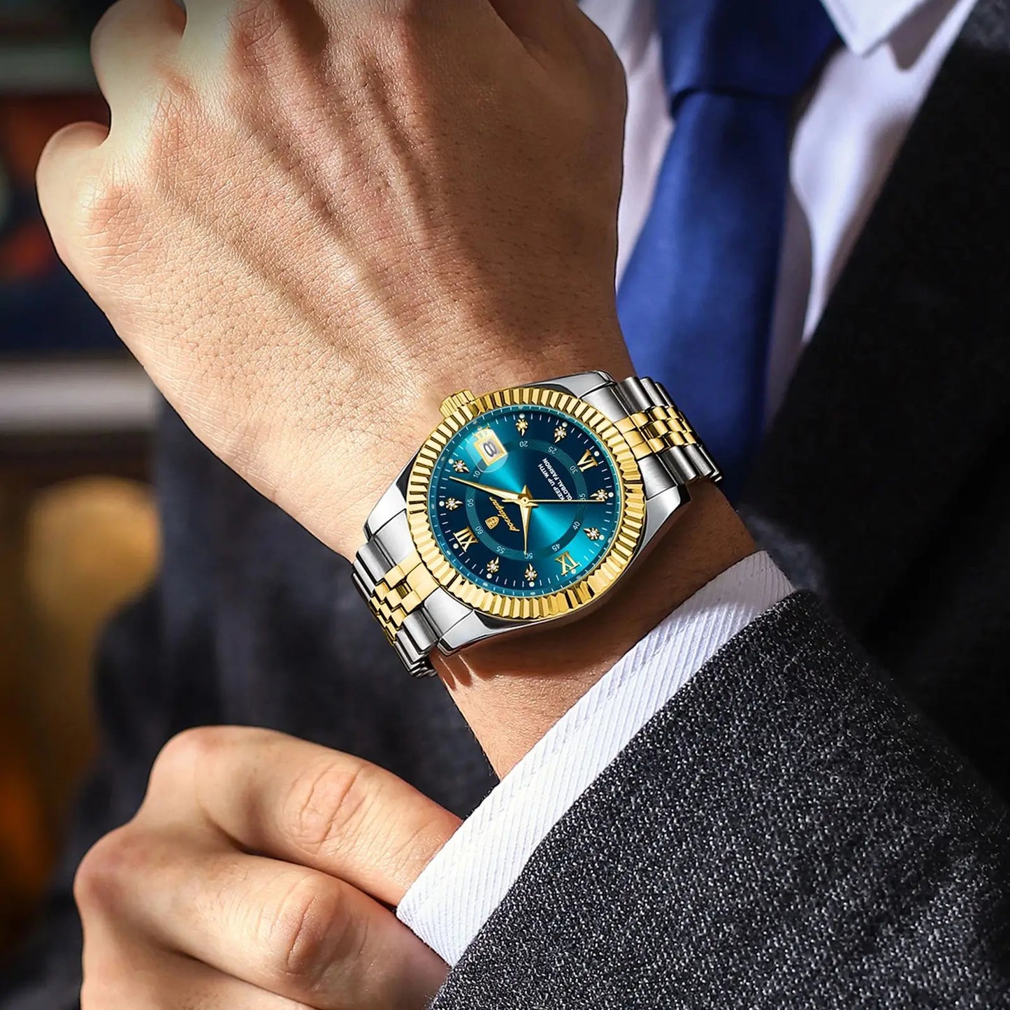 POEDAGAR Luxury Man Quartz Wristwatch Waterproof Luminous Date Stainless Steel Watch For Men Military Sports Men's Watches Reloj