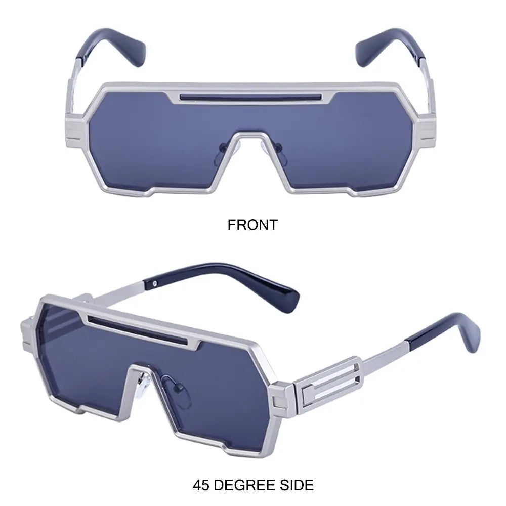 Metal Steampunk Sunglasses Trendy Punk UV400 Protection Shades Big Frame Irregular Square Sun Glasses for Men