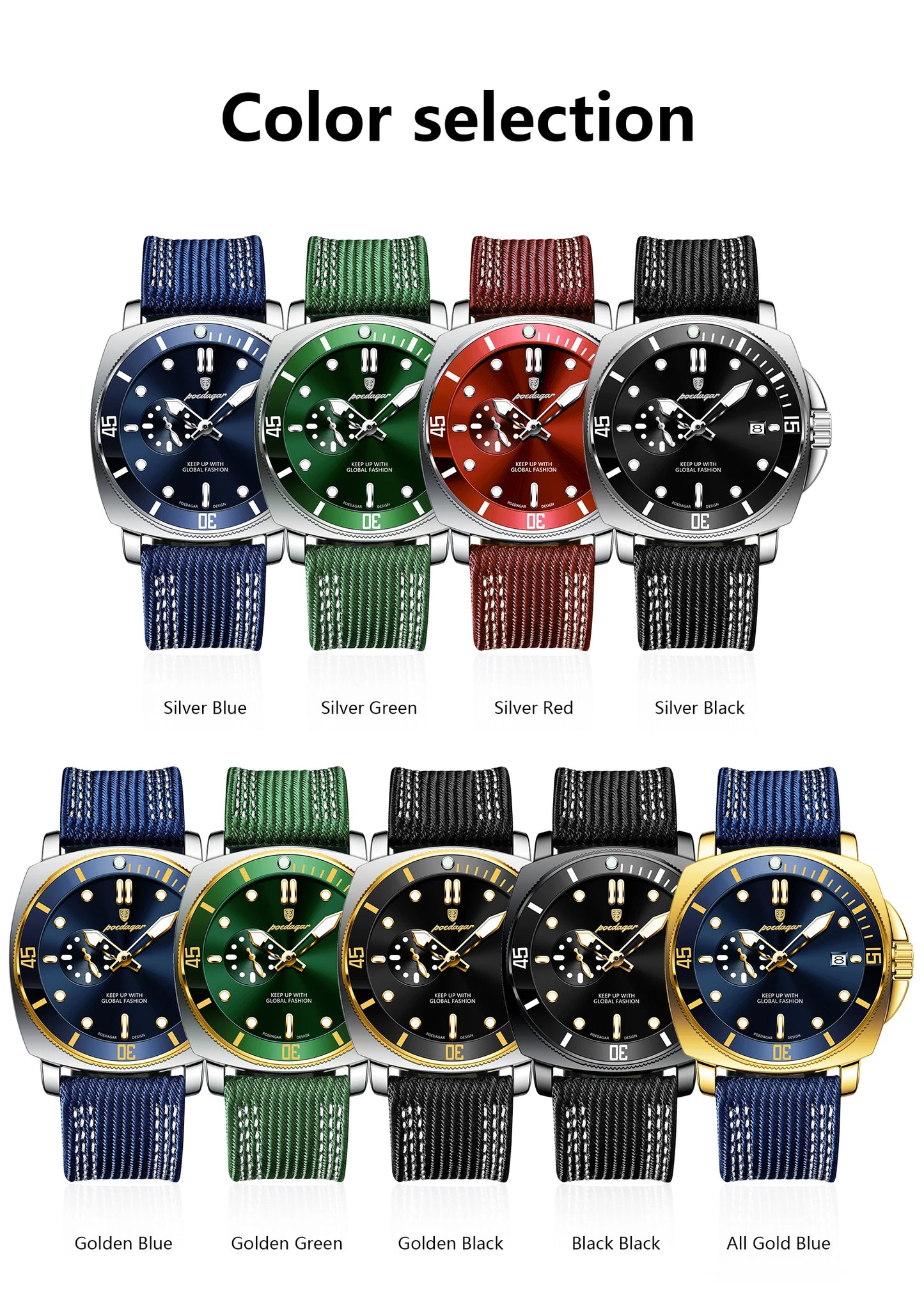 POEDAGAR Luxury Fashion Man Watch Luminous Waterproof Date Sport Watches For Men Nylon Leather Quartz Business Men's Clock Reloj