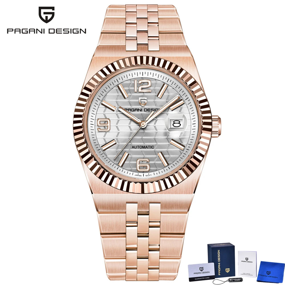 PAGANI DESIGN 3D Rhombus Dial Watches Luxury Automatic Watch Men Stainless steel Mechanical Wristwatch For Gift Box 2025 New