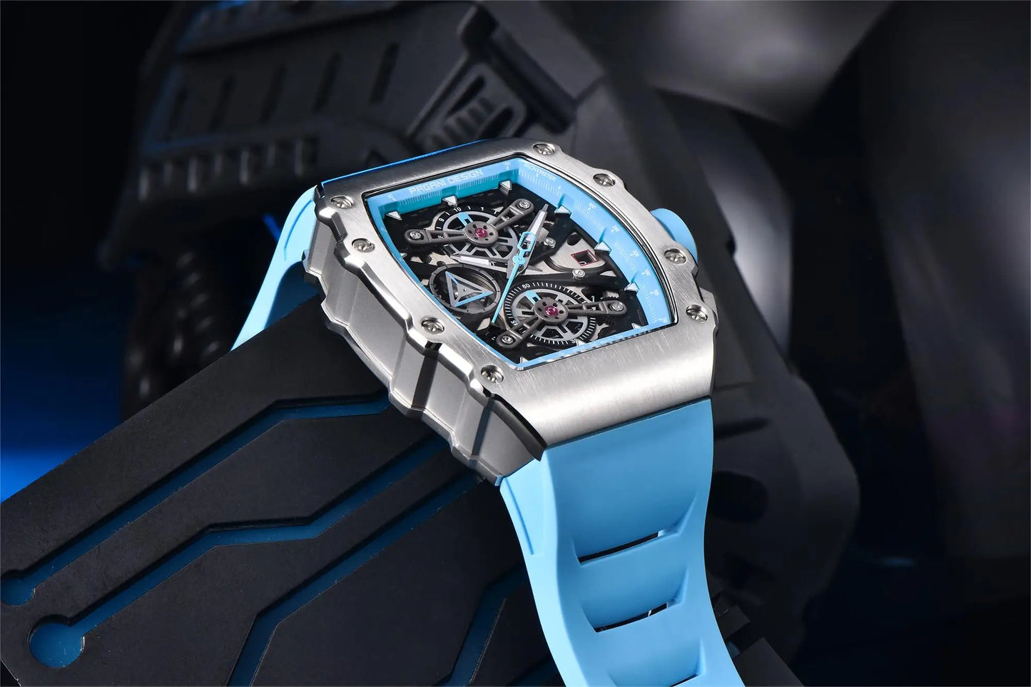 PAGANI DESIGN 2025 Barrel Shaped Hollow Classic Men Quartz Watches Multiple Time Zone Sapphire Glass Waterproof Chronograph Gift